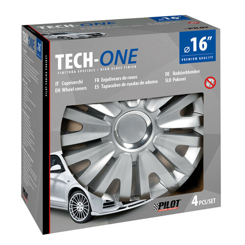 Pilot 4-teilige Radkappen – Tech-One Royal Silver lackiert – 16 Zoll