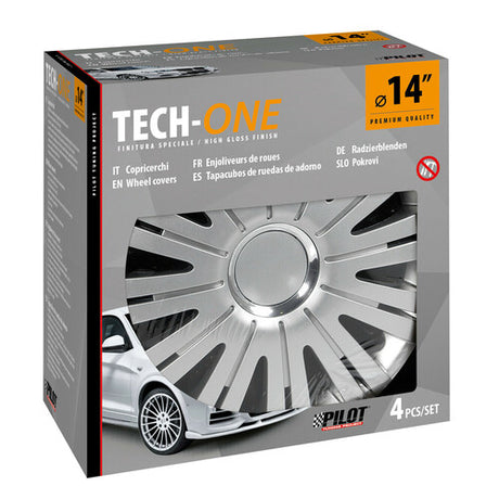 Pilot Copricerchi auto 4 pz - verniciati Tech-One Active Silver -  14"