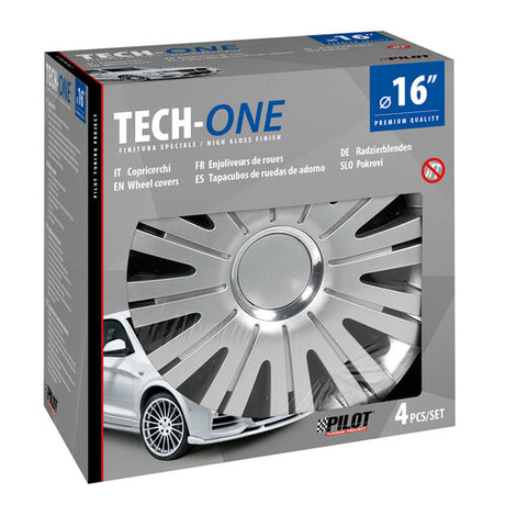 Pilot 4-teilige Radkappen – Lackiert in Tech-One Active Silver – 16 Zoll
