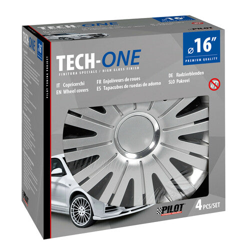 Pilot 4-teilige Radkappen – Lackiert in Tech-One Active Silver – 16 Zoll