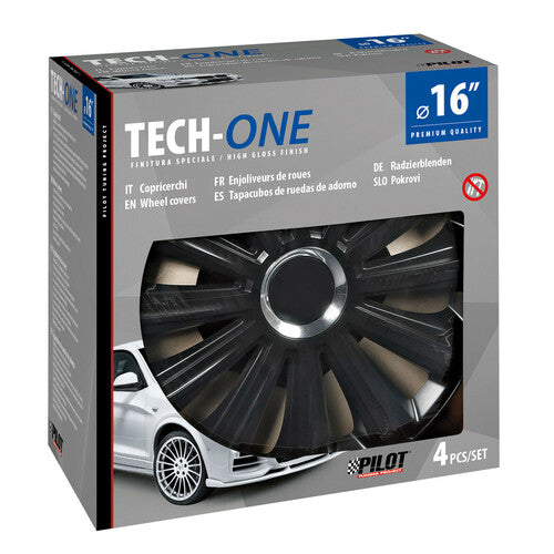 Pilot Copricerchi auto 4 pz - verniciati Tech-One Trend Black -  16"