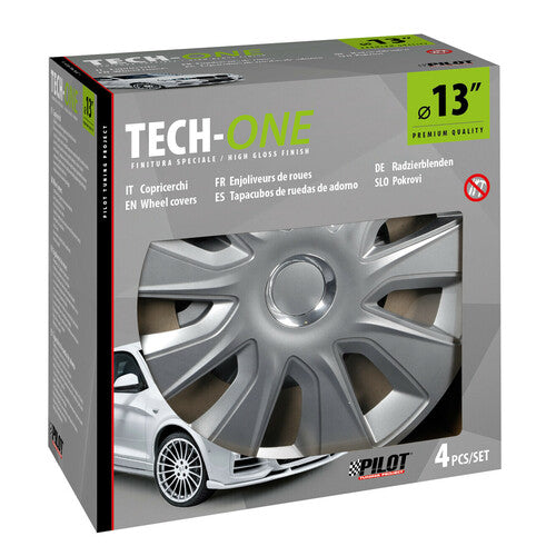 Pilot 4-Piece Wheel Covers - Painted Tech-One Stratos RC Silver - 13"