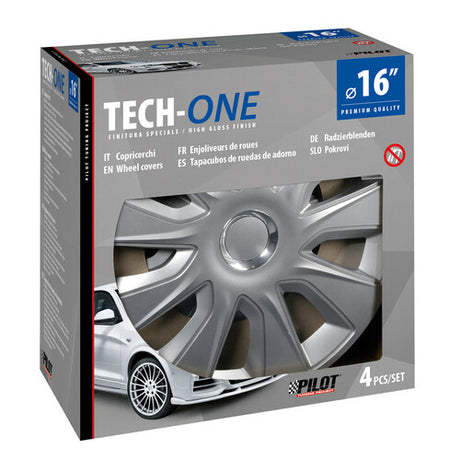 Pilot Copricerchi auto 4 pz - verniciati Tech-One Stratos RC Silver -  16"