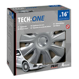 Cubiertas de rueda Pilot de 4 piezas - Tech-One Stratos RC Silver - 16"