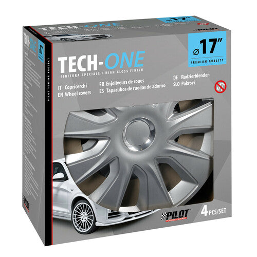 Cubiertas de rueda Pilot de 4 piezas - Tech-One Stratos RC Silver - 17"