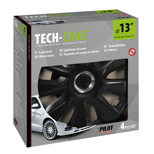 Pilot 4-Piece Wheel Covers - Painted Tech-One Stratos RC Black - 13"