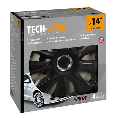 Pilot Copricerchi auto 4 pz - verniciati Tech-One Stratos RC Black -  14"
