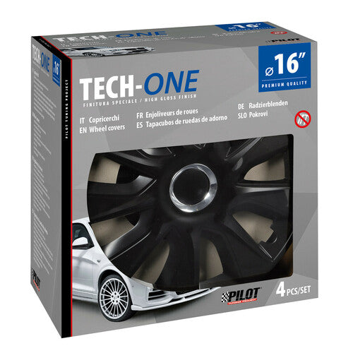 Cubiertas de rueda Pilot de 4 piezas - Tech-One Stratos RC Black - 16"
