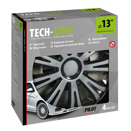Pilot Copricerchi auto 4 pz - verniciati Tech-One Avera Silver & Black -  13"