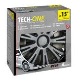Cubreruedas Pilot de 4 piezas - Tech-One Avera pintado en plata y negro - 15"