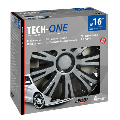 Pilot Copricerchi auto 4 pz - verniciati Tech-One Avera Silver & Black -  16"