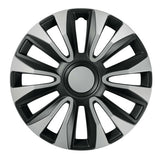 Pilot 4-teilige Radkappen - Tech-One Avalone Silber &amp; Schwarz lackiert - 14"