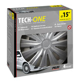 Pilot 4-Piece Wheel Covers - Painted Tech-One Multi Silver - 15"