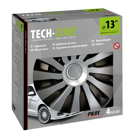 Pilot 4-Piece Wheel Covers - Tech-One Sepang Silver &amp; Black Painted - 13"