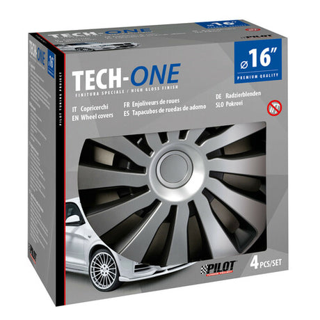 Pilot Copricerchi auto 4 pz - verniciati Tech-One Sepang Silver & Black -  16"