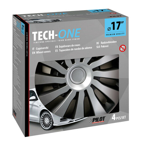 Pilot 4-Piece Wheel Covers - Tech-One Sepang Silver &amp; Black Painted - 17"