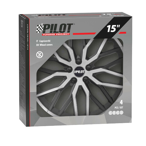 Pilot Speedster - Set 4 copricerchi - 15" - Nero/Argento