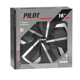Pilot Blade Runner - Juego de 4 tapacubos - 16" - Negro/Plateado