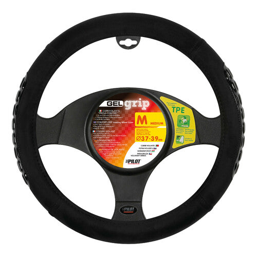 Funda de volante de microfibra con agarre de gel Pilot - M - 37/39 cm - Negro