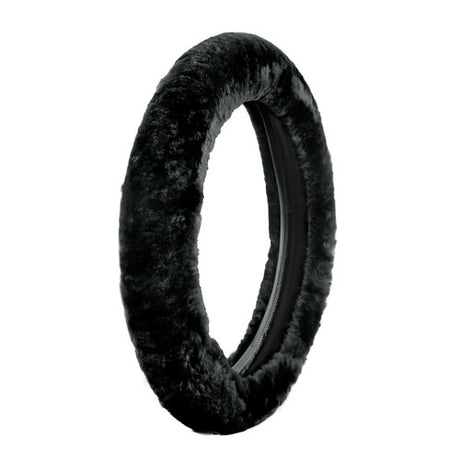 Comfort Wheel, coprivolante elasticizzato in vera pelliccia Nero  36-42 cm