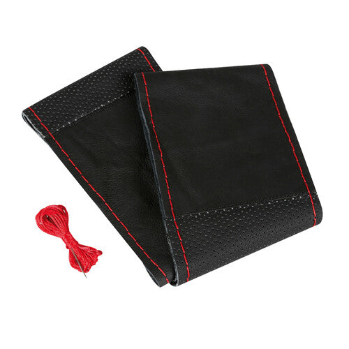 Funda de cuero para volante deportivo Pilot - Grande - 37/39 cm - Negro/Rojo