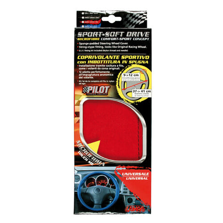 Pilot Sport Soft Drive Microfiber Steering Wheel Cover - U - 37/41 cm - Red