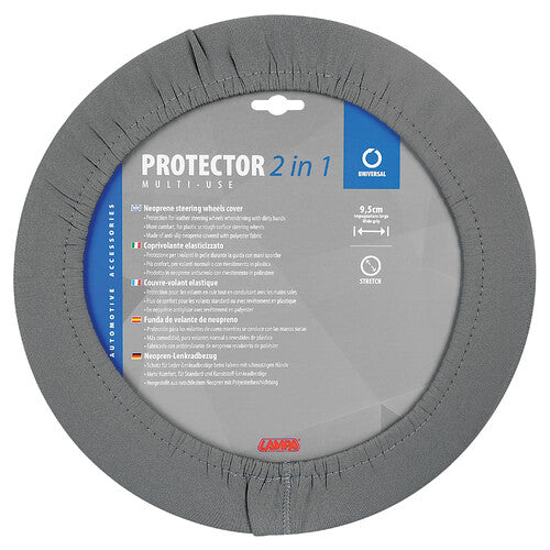 Protector Lampa 2 en 1, funda elástica para volante de poliéster - Gris 33147