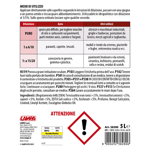 Lampa Power One Professional, super sgrassatore concentrato - 5 L 38280