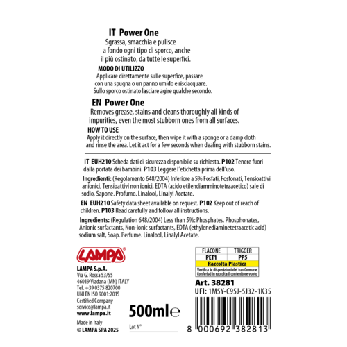 Lampa Power One Professional, desengrasante súper listo para usar - 500 ml 38281