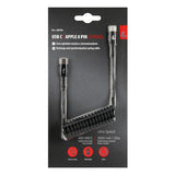 Cable espiral para lámpara USB tipo C > Apple 8 pines - 100 cm - Negro 38706