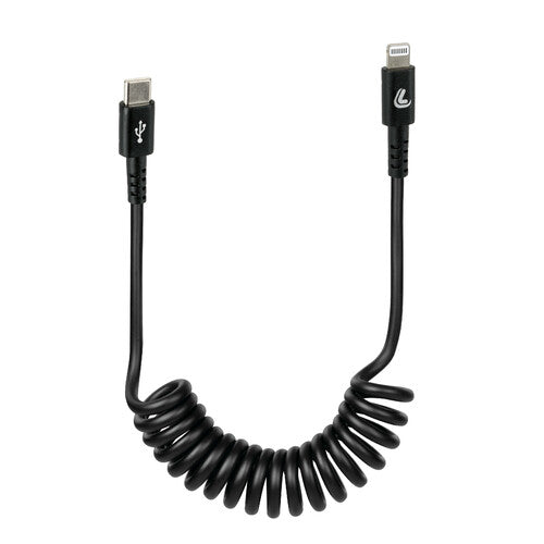 Cable espiral para lámpara USB tipo C > Apple 8 pines - 100 cm - Negro 38706