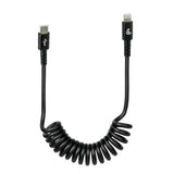 Cable espiral para lámpara USB tipo C > Apple 8 pines - 100 cm - Negro 38706