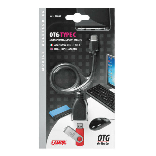 Cable USB OTG Lampa > USB Tipo-C - 20 cm - Negro 38858
