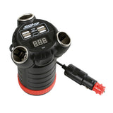 Multi-Power Cup Lamp, 3 cigarette lighter sockets + 4 USB and voltmeter, 12/24/36V