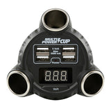 Multi-Power Cup Lamp, 3 cigarette lighter sockets + 4 USB and voltmeter, 12/24/36V