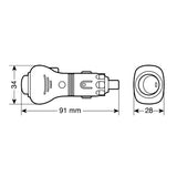 Lampa Spinotto per presa accendisigari con ingresso cavo laterale, 12/24V