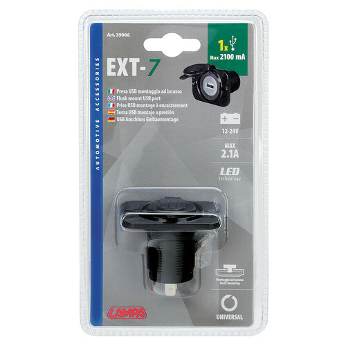 Lámpara Ext-7, toma USB, empotrada, 12/24 V 39006