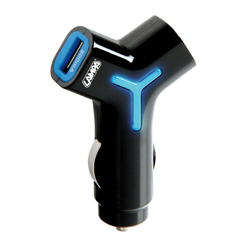 Lampenladegerät mit 2 USB-Anschlüssen und separaten Stromkreisen – 800/2100 mA – 12/24 V 39021