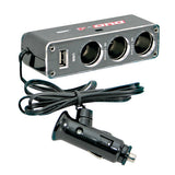 Lampa Dual-Power, presa corrente tripla con USB, 12/24V 39048