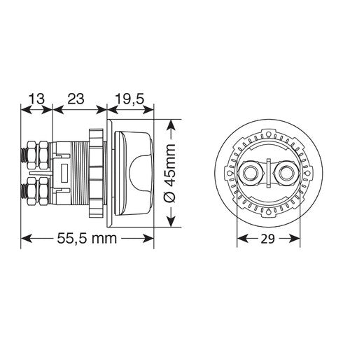 Lampa Ext-11, interruttore stacca batteria a 3 posizioni, 12/32V