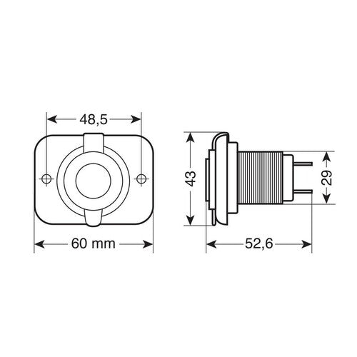 Lampa Ext-12, doppia presa Usb A + Usb C, montaggio ad incasso, 12/24V 39120