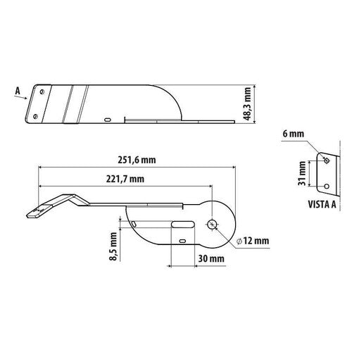 Soporte Antena CB Lámpara - Soporte de Montaje - Compatible con Mercedes Actros MP4 (09/11>09/19) - Mercedes Actros MP5 (10/19>) - Mercedes Actros MP5 L (11/21>) - Mercedes Actros MP5 F (11/21>) - Mercedes Actros L ProCabin (12/24>) 3CB500