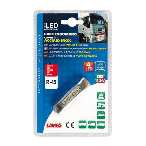 Lampa Luce ingombro a 4 Led, 12/24V - Rosso 1491 41491