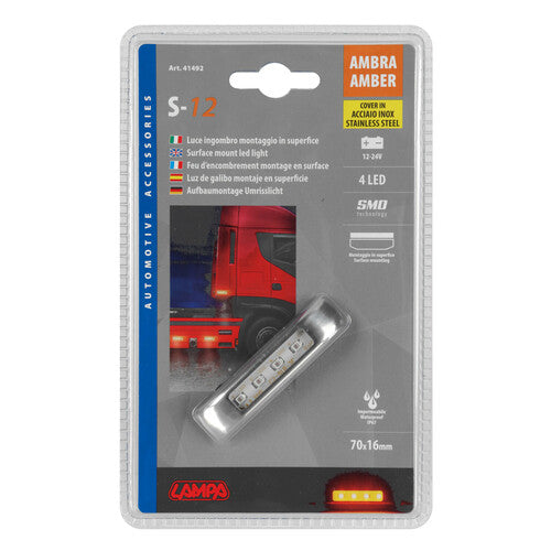 Lampa Luce ingombro a 4 Led, 12/24V - Arancio 41492