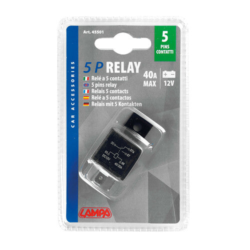 Lámpara de relé universal de 5 contactos, 12 V, 30 A, 45501