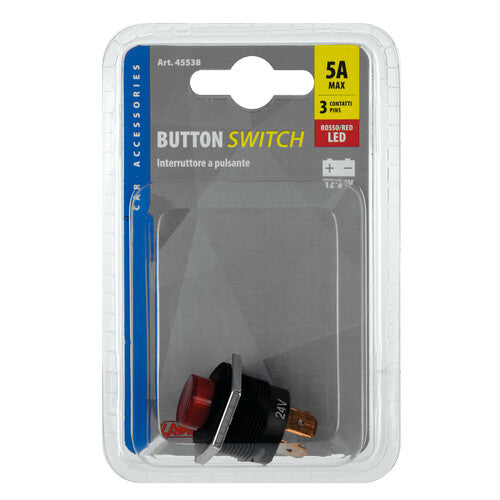 Interruptor pulsador Lampa con indicador LED - 12/24 V - Rojo 45538