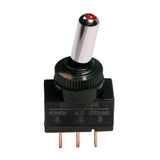 Racing type toggle switch, aluminum with LED indicator light 12/24V Red 20A