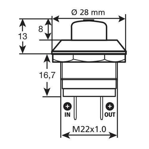 Interruptor pulsador Lampa - 12/24 V - 10 A 45555