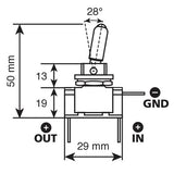 Lampa Interruttore a leva, in alluminio con spia a Led - 12/24V - Blu - 20A 45559