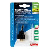 Interruptor de palanca tipo carrera, aluminio con luz indicadora LED 12/24V Verde 20A 45560